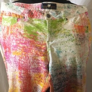 Luxury Blues Paint Splatter Stretch Jeans Size 13